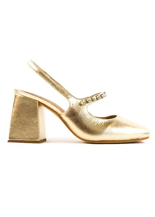 SAPATO EM COURO KATHLYN DOURADO