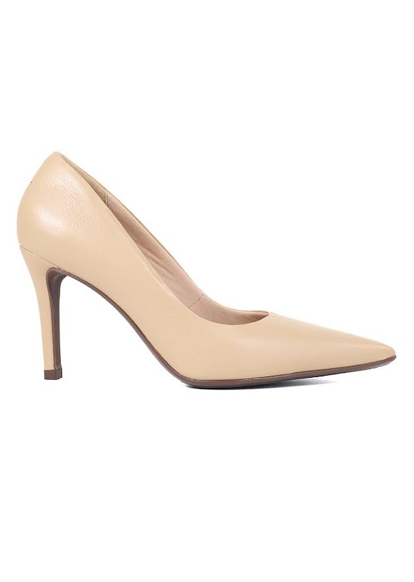 SCARPIN EM COURO ANA BEGE