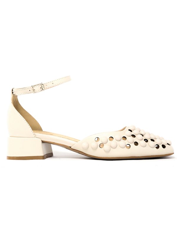 SAPATO EM COURO REBECA OFF WHITE