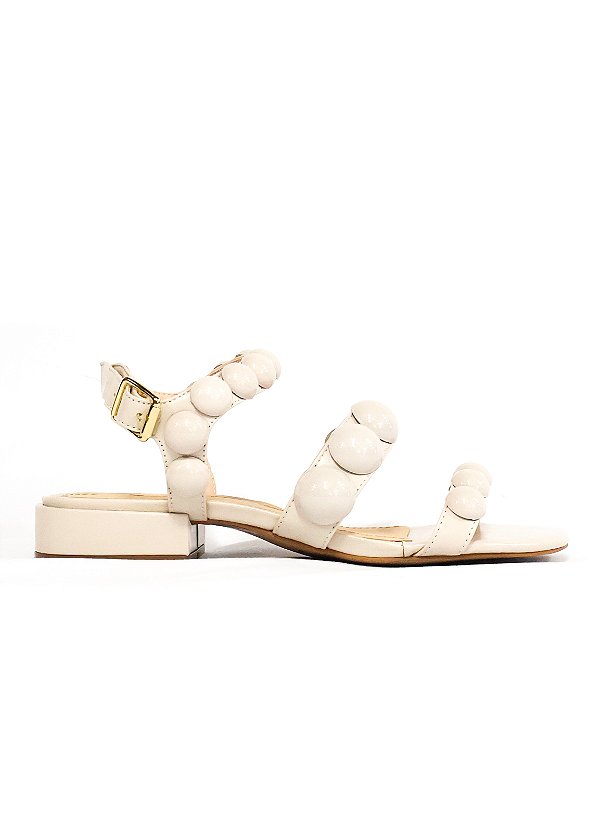 SANDÁLIA EM COURO SERENA OFF WHITE
