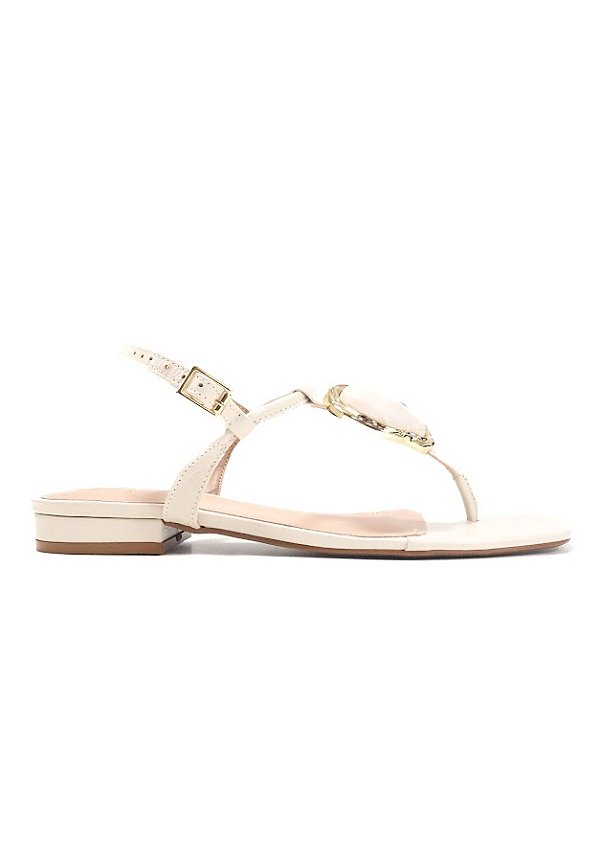 RASTEIRA PEROLA EM COURO OFF WHITE