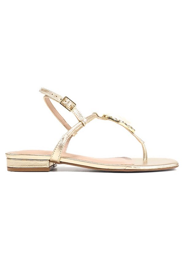 RASTEIRA PEROLA EM COURO DOURADA