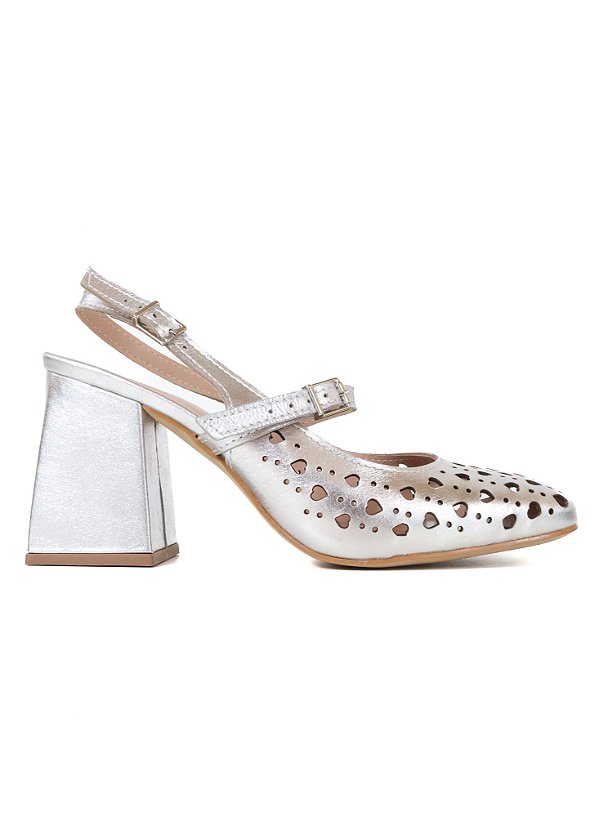 SAPATO EM COURO DUDA PRATA