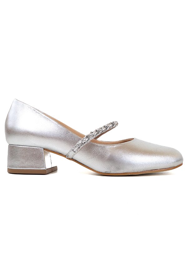 SAPATO EM COURO SOFIA PRATA