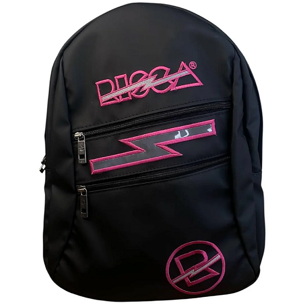 Mochila Risca Feminina Masculina Impermeável 9073-04 Preta Com Rosa