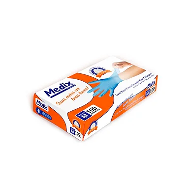 Luva Nitrilica Sem Pó Azul 100un | Medix
