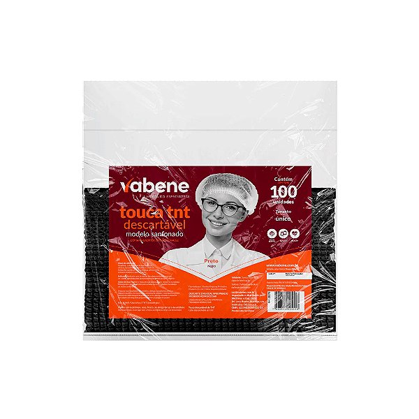Touca TNT Descartável Preta 100un | Vabene