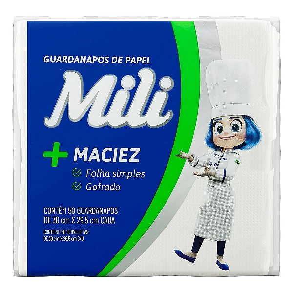 Guardanapo Folha Simples 30X29,5cm 50un | Mili