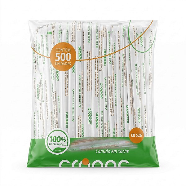 Canudo Biodegradável 20cm Sache CB 526 | Cropac