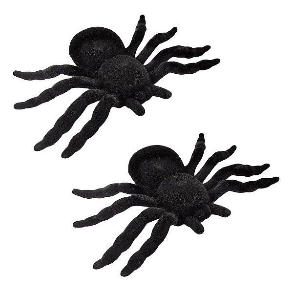 Aranha Plástica Veludo 11cm PAF345 pacote com 02un - PARTIU FESTA