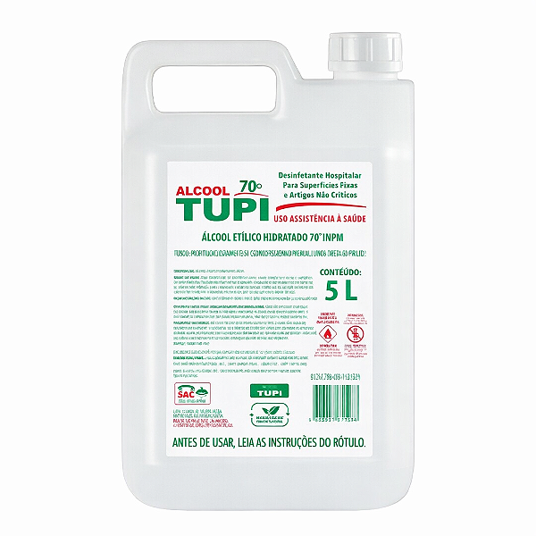 Alcool Liquido 70% 5L Antisséptico | TUPI
