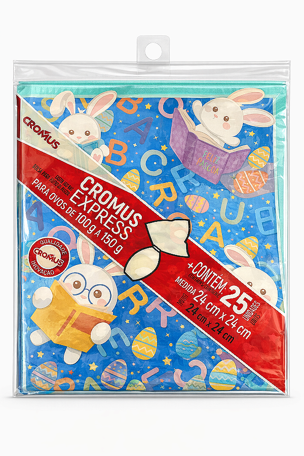 Embalagem Para Ovo de Pascoa Sortido 24x24 cm | Cromus