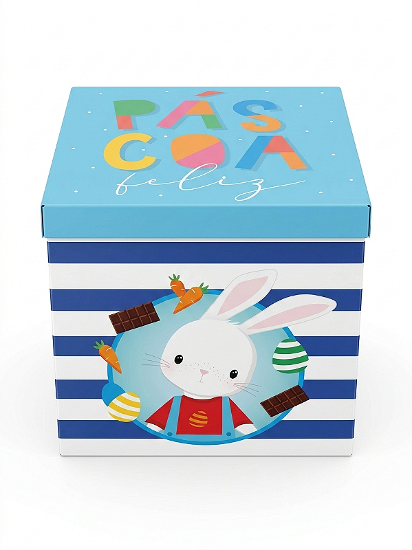 Caixa Surpresa Ovo em Pé 350g Azul Brilho de Páscoa | Cromus