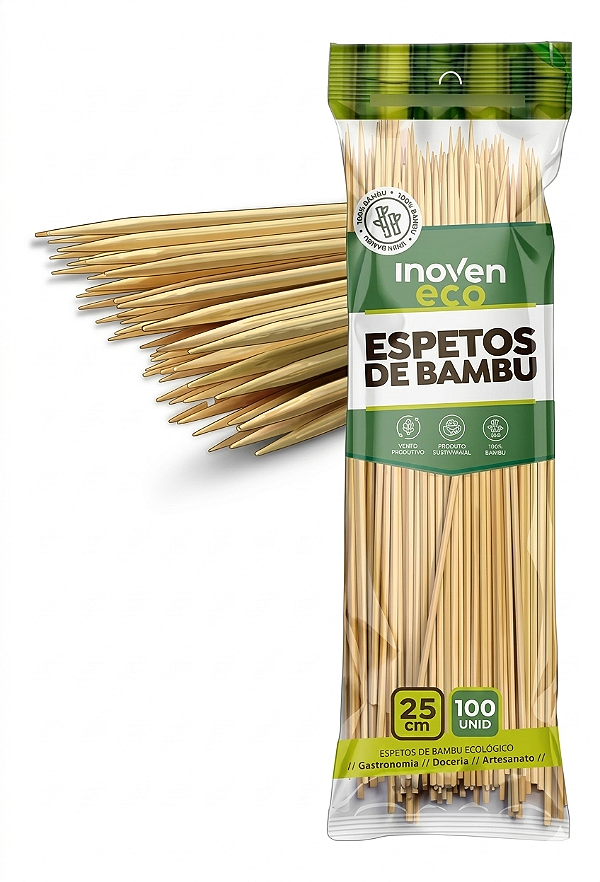 Espeto de Bambu com 50 unidades - Kit C/10un | Inoven
