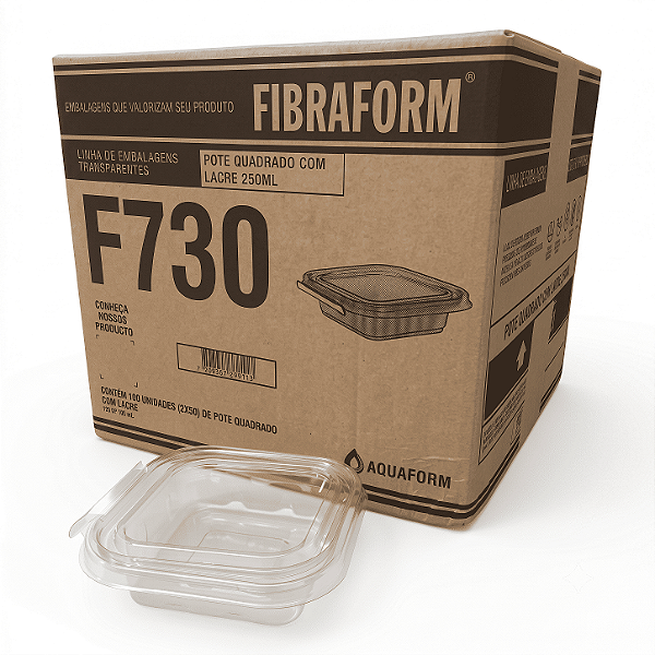 Pote Plástico Quadrado F-730 / F-731 / F-732 com Lacre Transparente | Fibraform