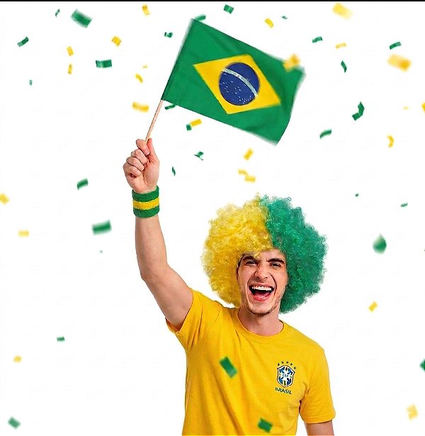 Peruca Black Power Brasil Verde e Amarelo Copa do Mundo e Torcida | Modamix