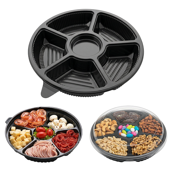 Bandeja G550 5 Div Mix Petiscos 1000ml Preta - C/10un | Galvanotek