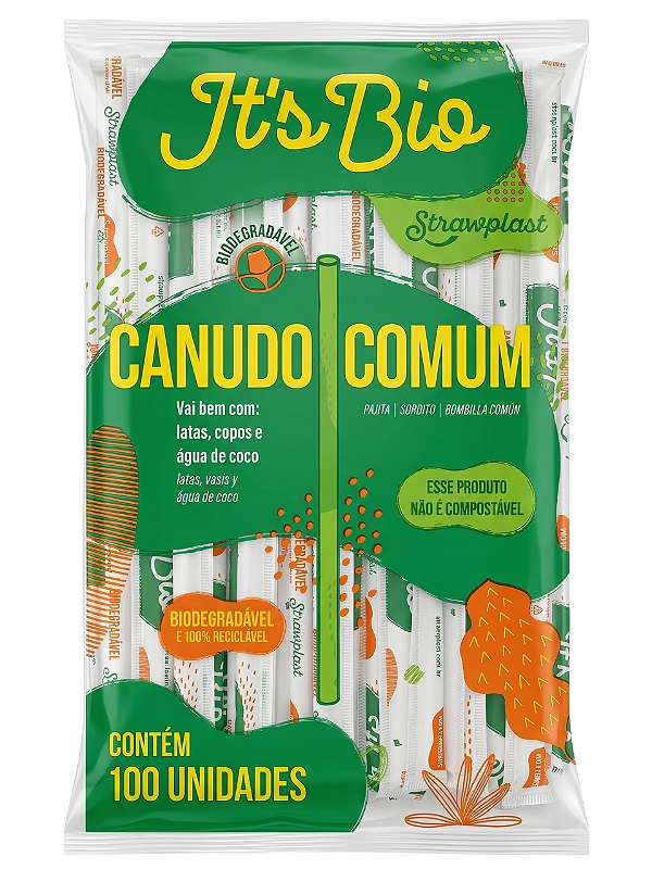 Canudo Comum Cristal ITS Bio Sachê 5mm - C/100un | Strawplast