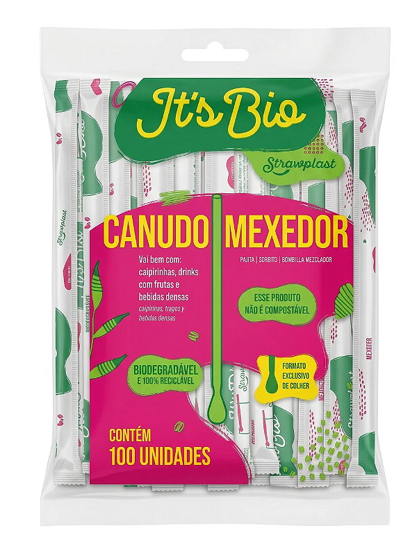 Canudo Mexedor ITS Bio Sachê - C/100un | Strawplast
