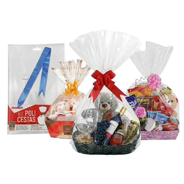 Saco Poli Cesta Incolor KIT C/05un | Cromus