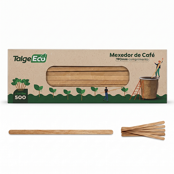 Mexedor de Café Madeira Eco Biodegradável - C/500un | Talge