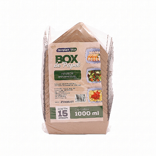 Box de Papel Kraft/Branca 1000ML - 15un | Bompack