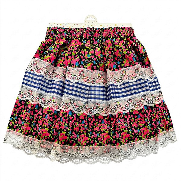 Saia Junina 35cm Florzinhas Com Babado Festa Junina | QFesta