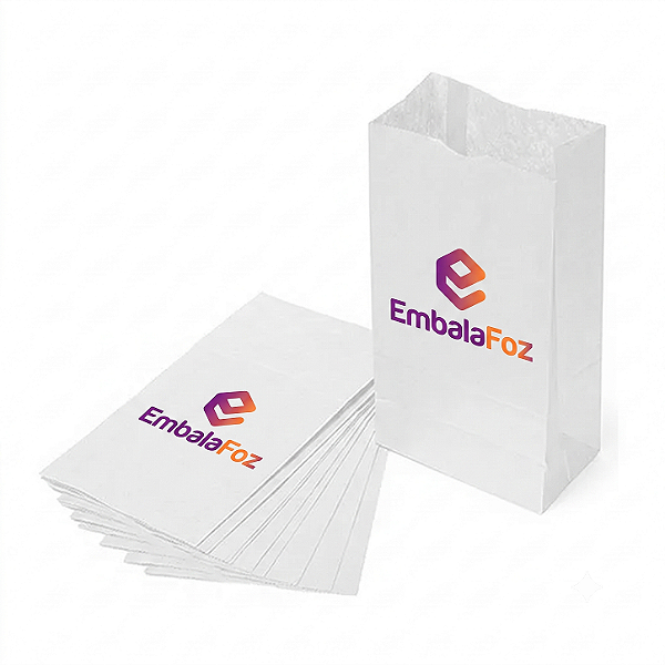 Saco Branco Personalizado com Sua Marca | Sacola de Papel Sob Encomenda