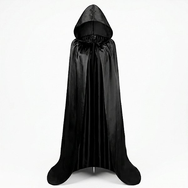 Capa Halloween Infantil com Capuz 80cm Preta | Modamix