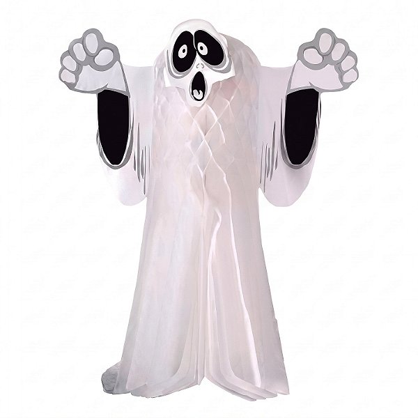 Enfeite em Papel Fantasma Halloween 52cm | PartiuFesta