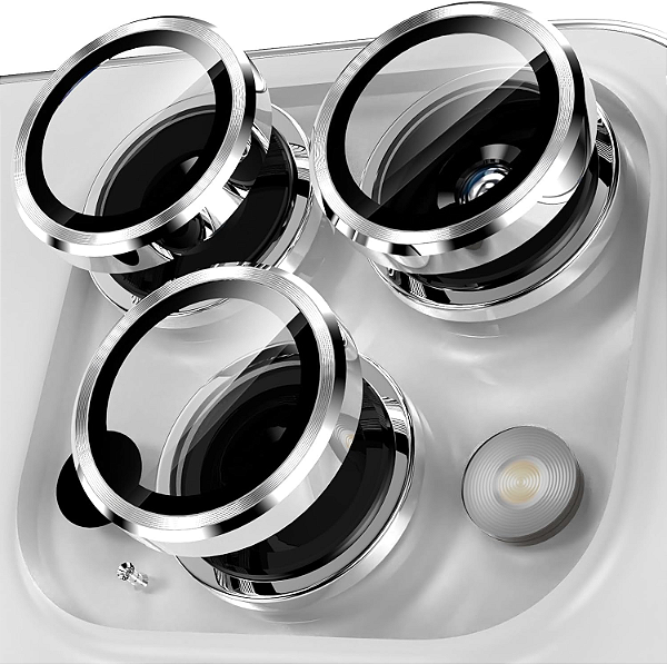 Lente de Câmera - Brava® - iPhone 15 Pro e 15 Pro Max – Titânio Branco.