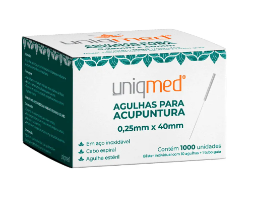 Agulhas para Acupuntura com 1000 uni 0,25X30mm - Uniqmed