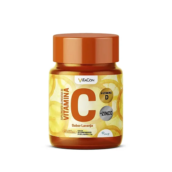 Vitacon Vitamina C + D + Zinco Laranja 60 Comprimidos Orodispersíveis - MCG