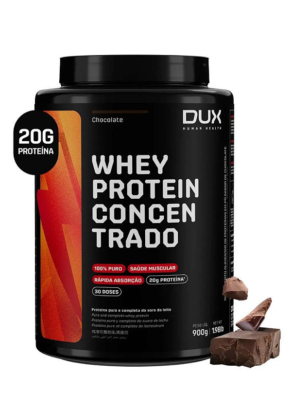 Whey Protein Concentrado 900g Chocolate - DUX Nutrition