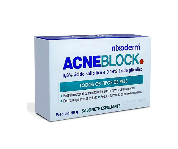 Acneblock Sabonete Esfoliante Ácido Salicílico Todos os Tipos de Pele 90g