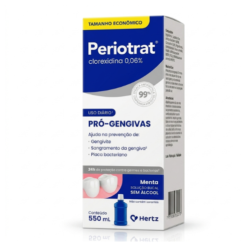 Periotrat solução bucal sem alcool - Clorexidina 0,06% - Sabor Menta - 550mL