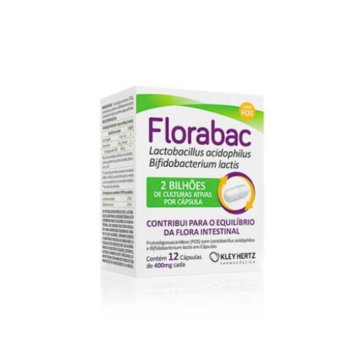 Probiotico Florabac (com FOS) - 1,5 bi por capsula - 12 cap