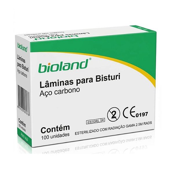Lâmina de Bisturi Nº 15 Bioland em Aço Carbono – Caixa com 100 Unidades