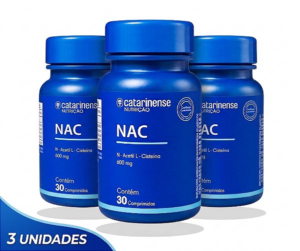 3 Unidades NAC 600mg - 30 comp - Catarinense Nutricao