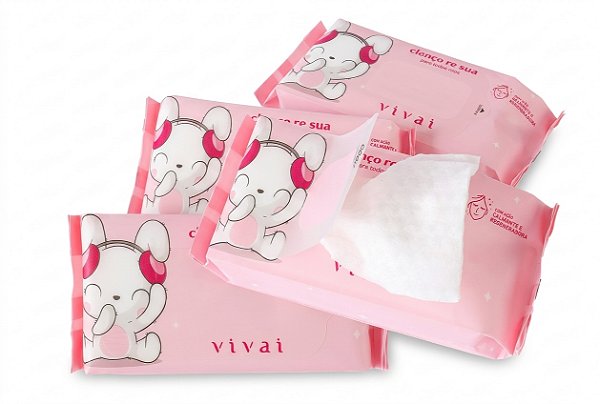 4x Vivai - Lenço Removedor Calmante Camomila e Aloe Vera