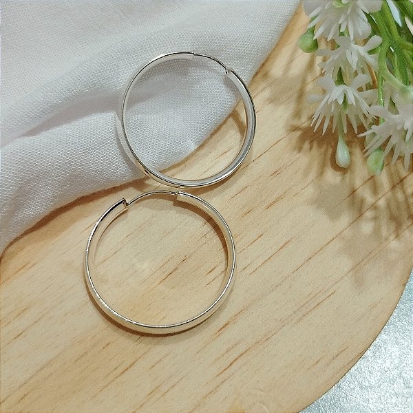 Brinco Argola Redonda Abaulada - Prata 925