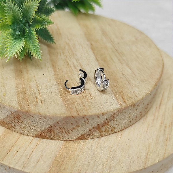 Argola Click Zircônia Dupla P - Prata 925