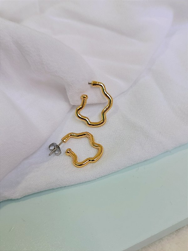 Brinco Argola Ondulado - Banhado a Ouro 18k