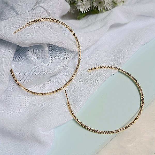 Brinco Argola Torcida G - Banhado a Ouro 18k