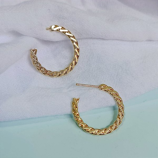 Brinco Argola Trançada - Banhado a Ouro 18k