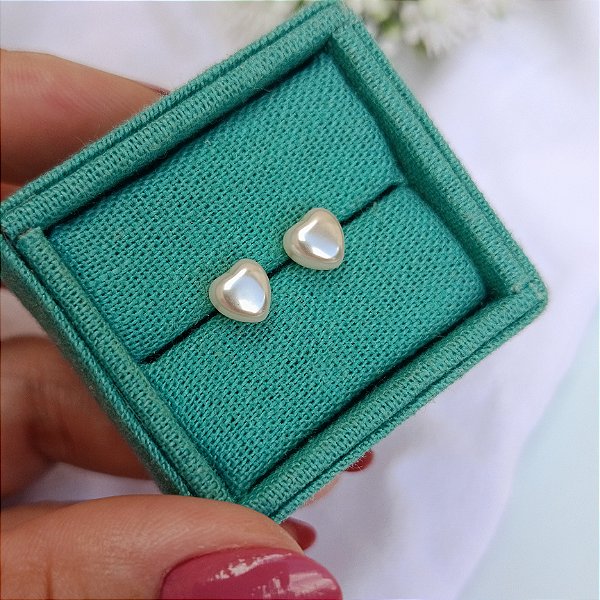 Brinco Coração de Pérola - Banhado a Ouro 18k