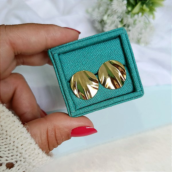 Brinco Redondo Orgânico - Banhado a Ouro 18k