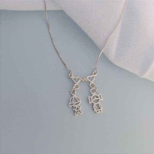 Colar Corrente Canga Casal Filhos - Prata 925