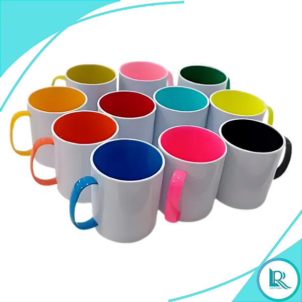 Kit 36 Canecas de Plástico Polímero 325 ml Interior Colorido P/ Sublimação