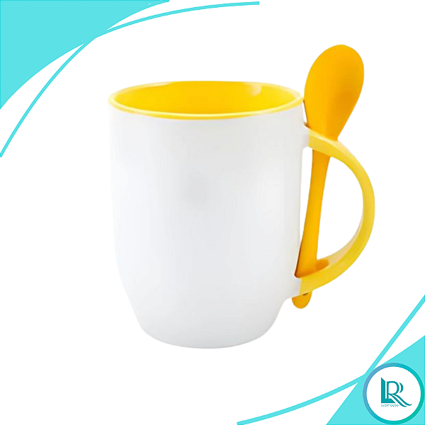 Caneca C/ Colher Alça Amarela